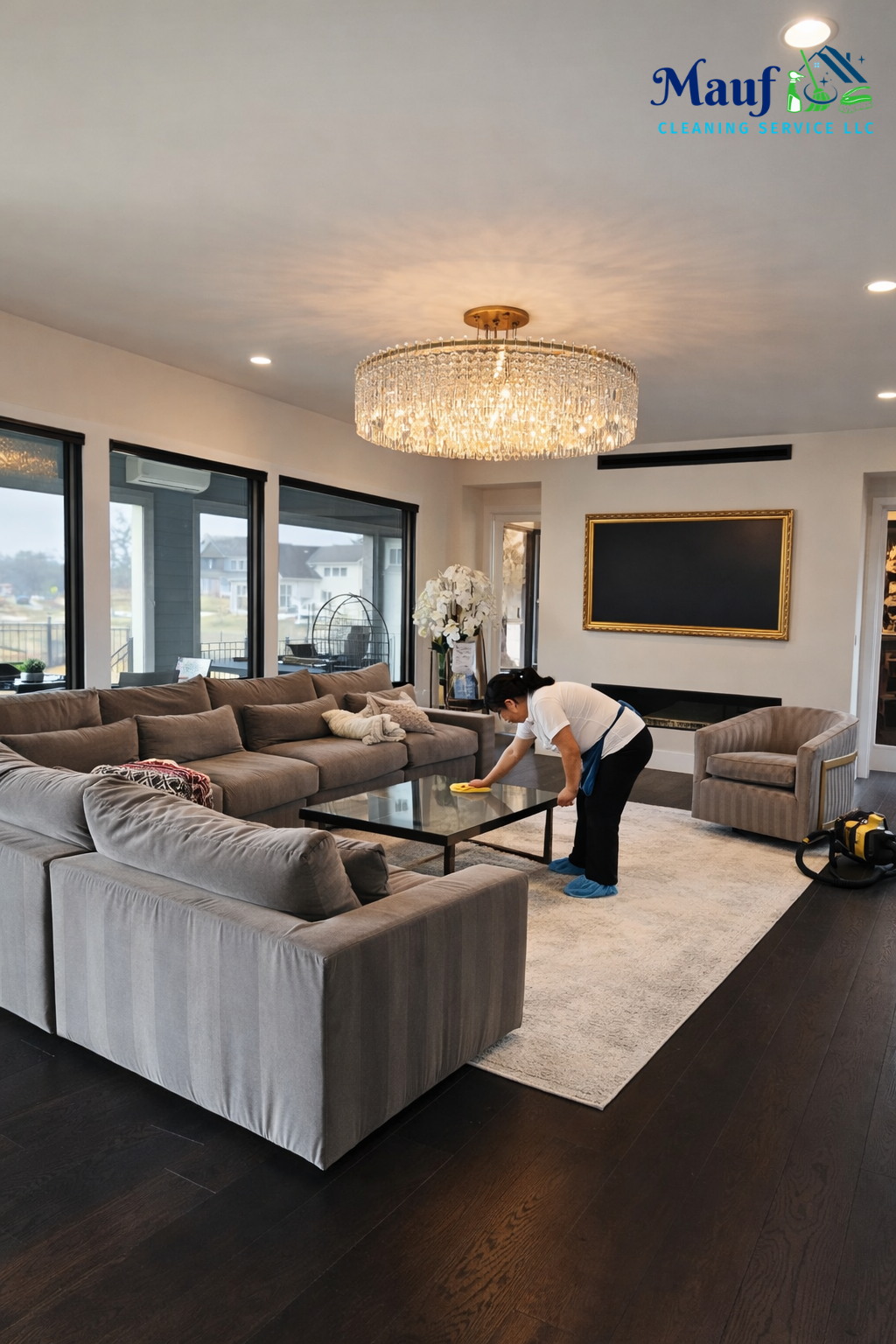 Spotless living room after a professional house cleaning service visit in Fairfax County VA